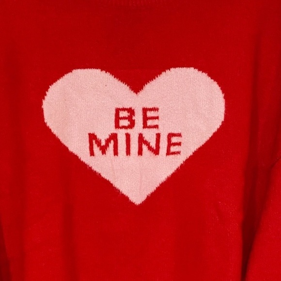 Vince Camuto Knot Be Mine Valentine Sweater in Cherry Red/Prism Pink New - Picture 4 of 8